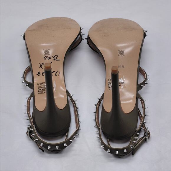 Women BCBGeneration Jillix Strappy Studded Heels Sandal 6.5 Olive Green Cocktail Party